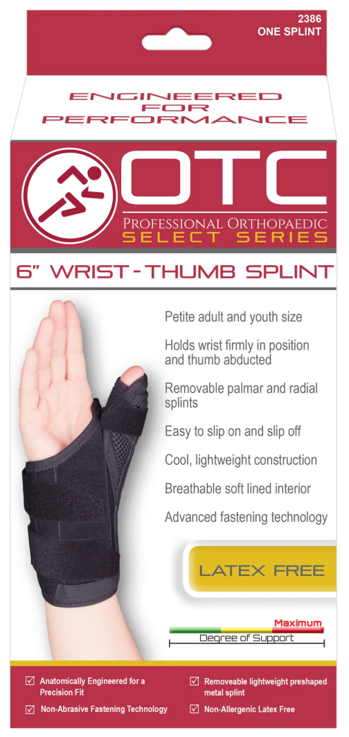 OTC 6" Wrist/Thumb Splint Black