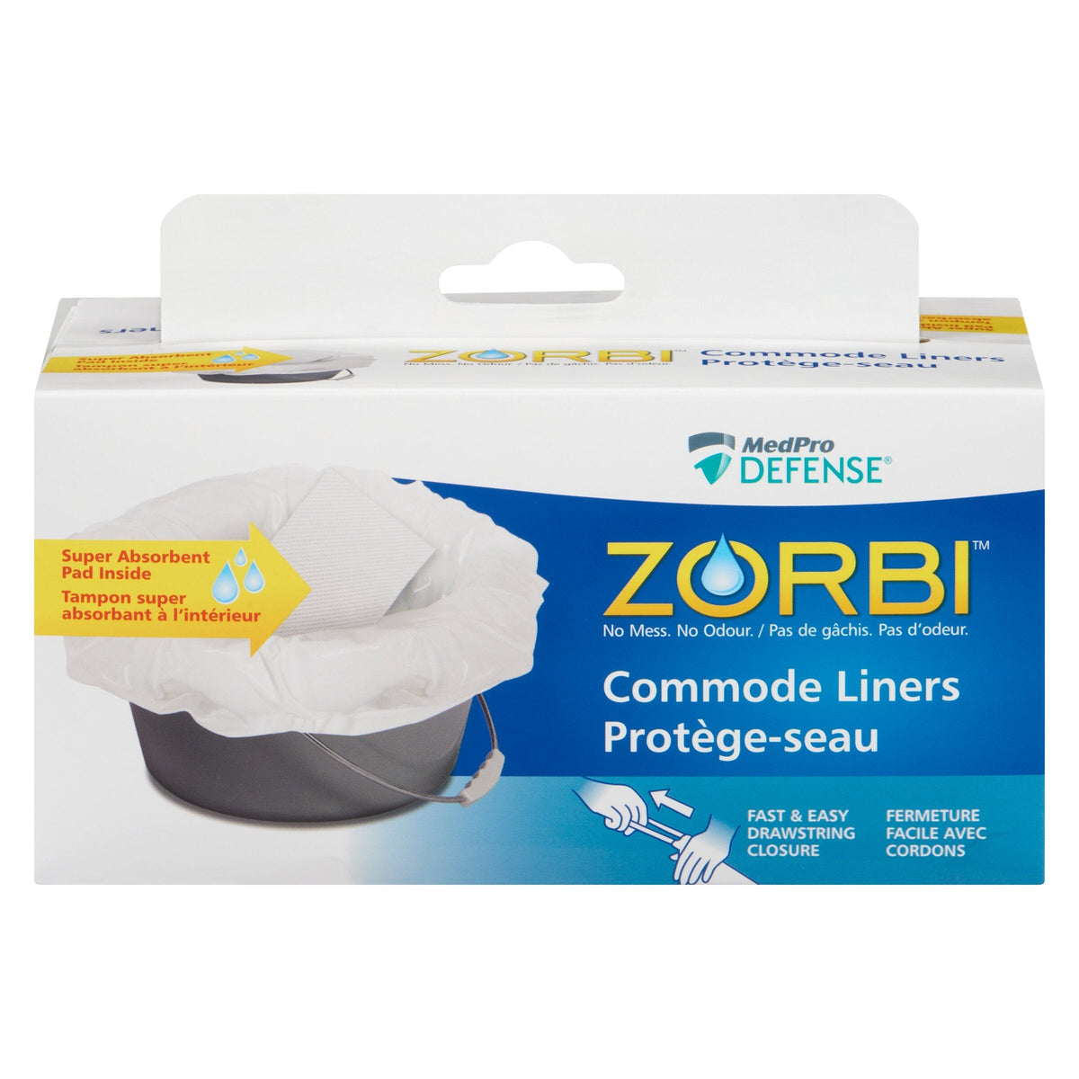 Zorbi Hygienic Commode Liner, with Drawstring Closure
