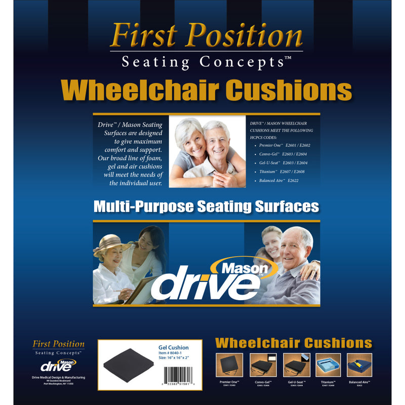 Gel-U-Seat lite 2" Gel/Foam Wheelchair Cushion