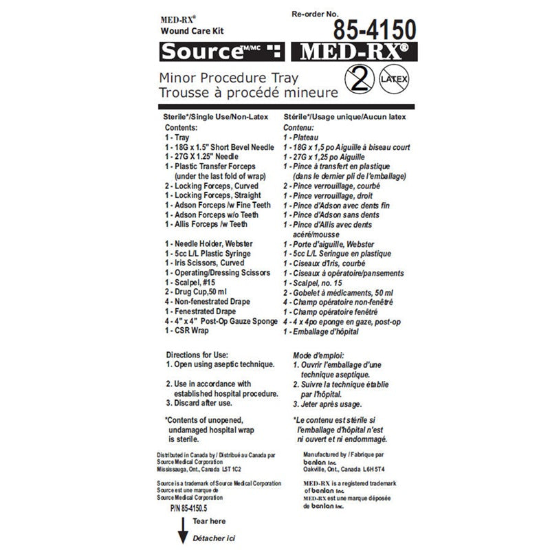 Med-Rx Minor Procedure Tray- 85-4150N