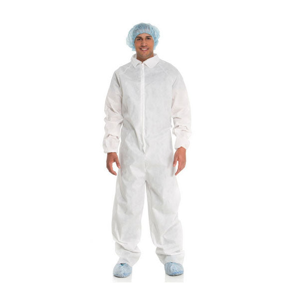 Combinaison de protection renforcée, avec poignets élastiques, blanche