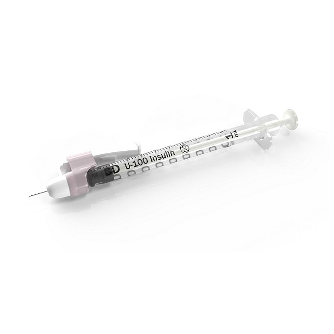 SafetyGlide Insulin Syringe, with L6mm OD 31GA Permanently Attached Needle, 1mL