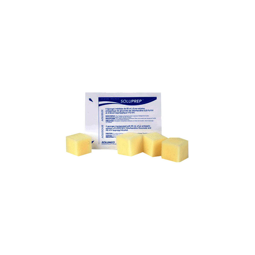 Éponge 3M™ SoluPrep™ (2 % p/v de gluconate de chlorhexidine et 70 % v/v d'alcool isopropylique)