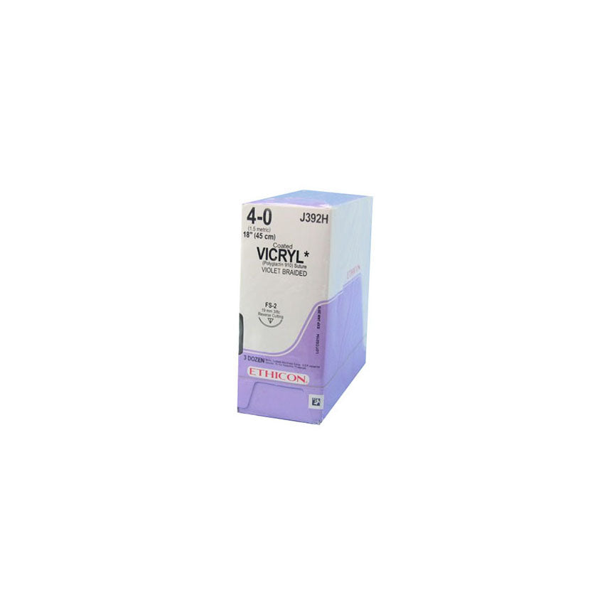 Absorbable Suture, Polyglactin 910 Coated Vicryl, Size 4-0,Violet