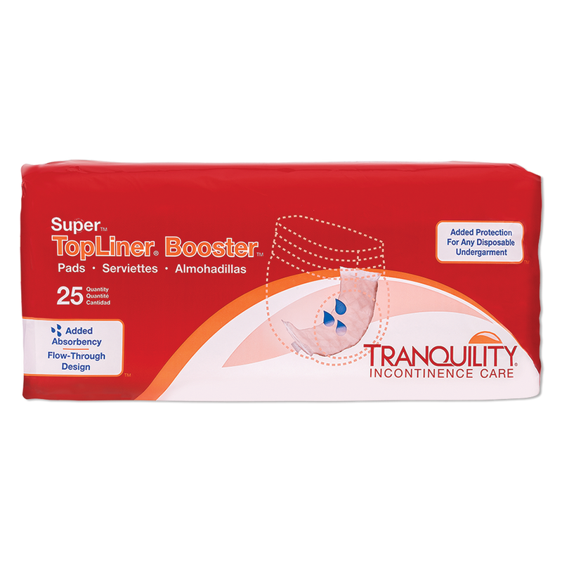 Tranquility TopLiner Booster Pad Super 25 Count Flow-Through Incontinence Booster Pad