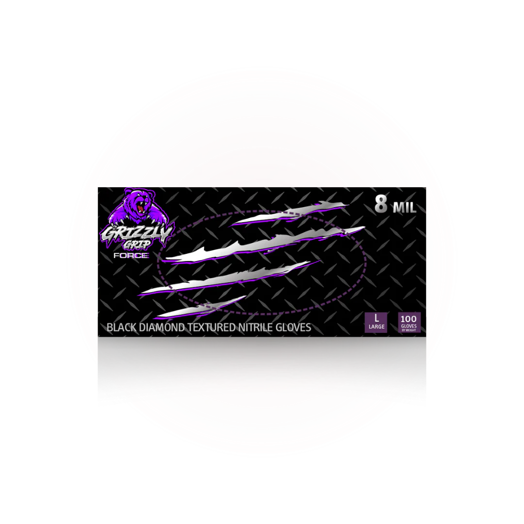 Grizzly Grip Black Diamond Nitrile Gloves - 8 Mil