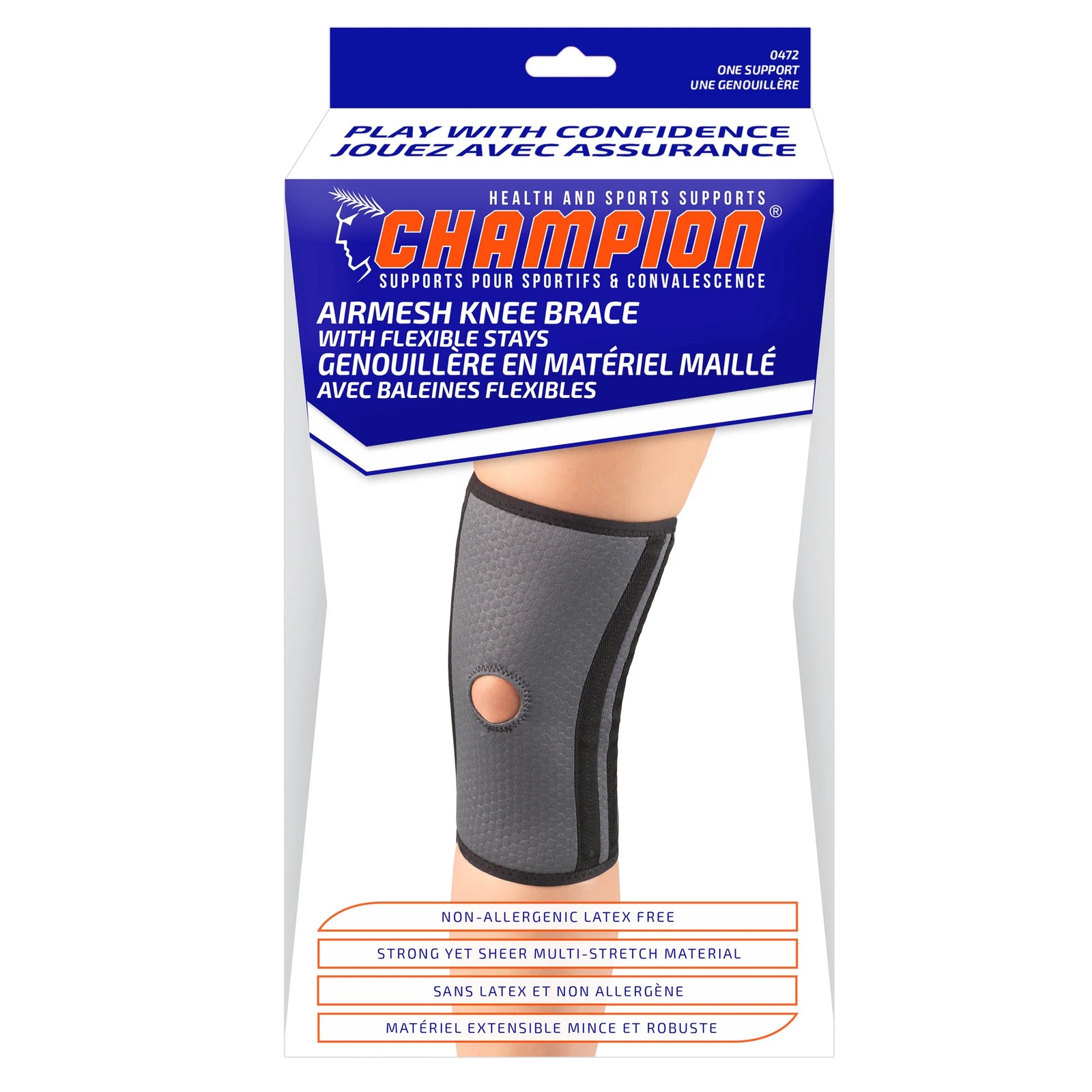 Champion Knee Brace Charcoal/Open Patella