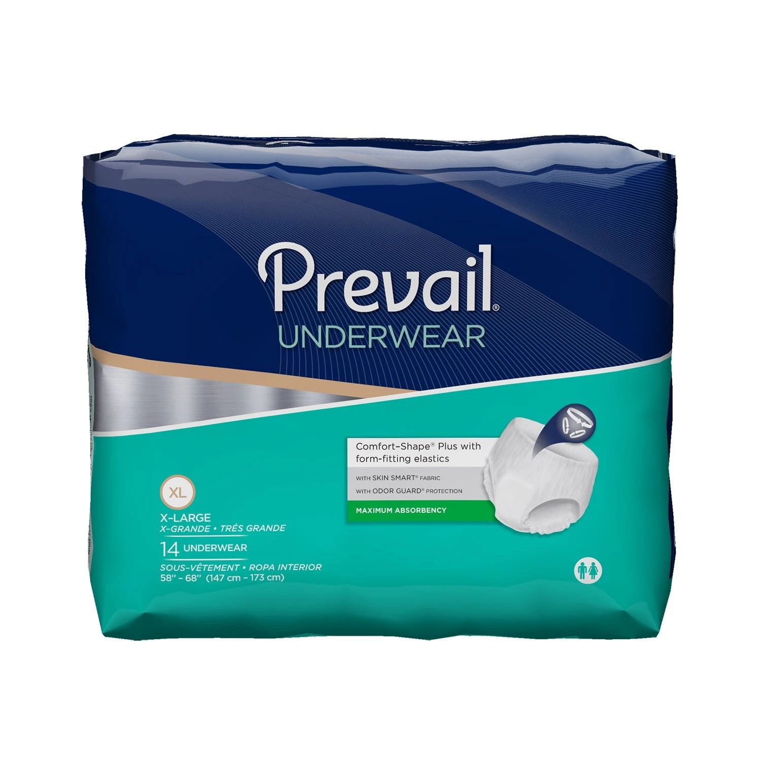 Unisex Adult Absorbent Underwear Prevail Per-Fit Extra Pull On with Tear Away Seams