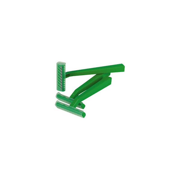 Razor Prep Twin Blade, Fixed Head, Short Handle Green