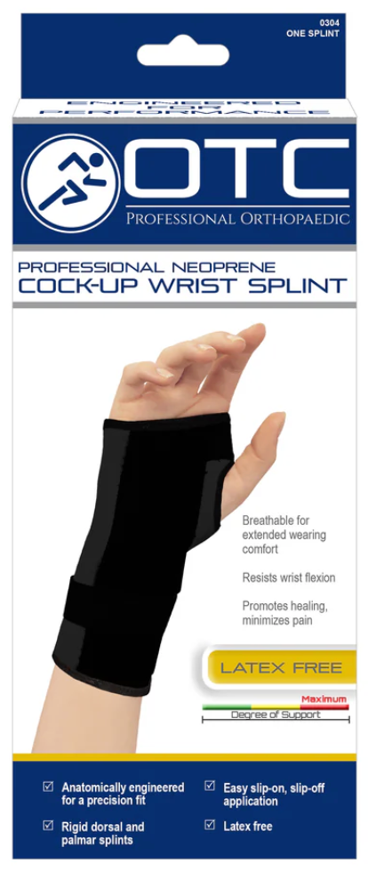 OTC Neoprene Cock-Up Wrist Splint Black
