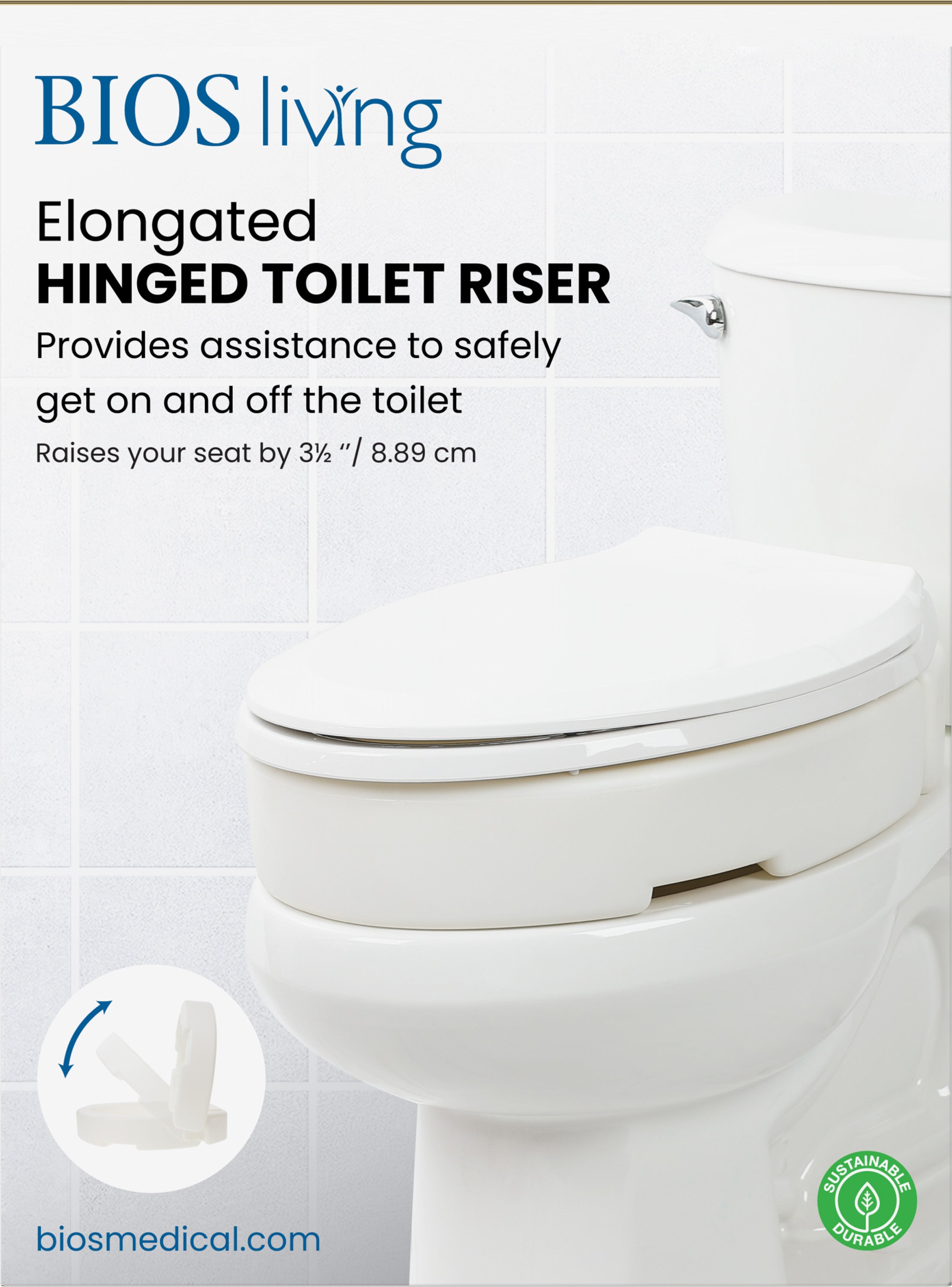 BIOS Living - Elongated Hinged Toilet Riser (LF776)