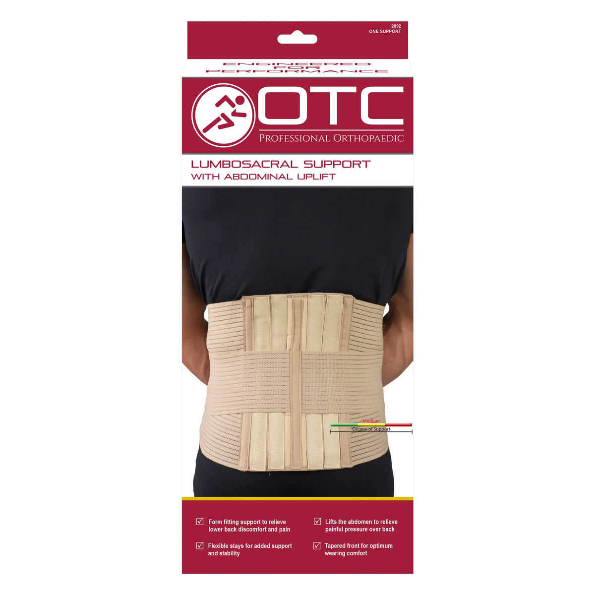 OTC 12" Elastic Lumbosacral Lt.Wt. Support/Abdominal Uplift