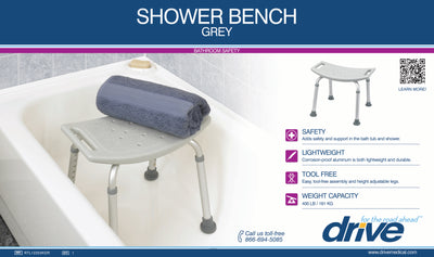Deluxe Aluminum Shower Bench Without Back