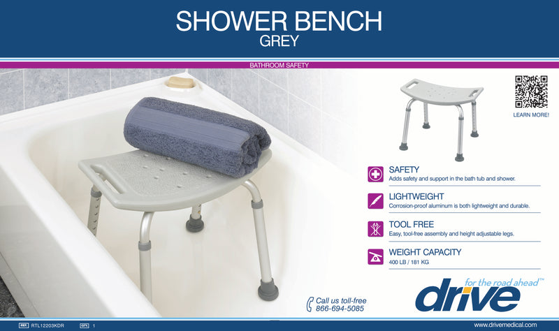 Deluxe Aluminum Shower Bench Without Back