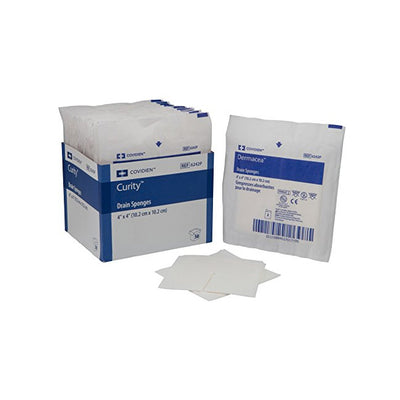 Curity Standard Non-Woven Drain Gauze Sponge, Sterile, 6-Ply, W4" x L4"