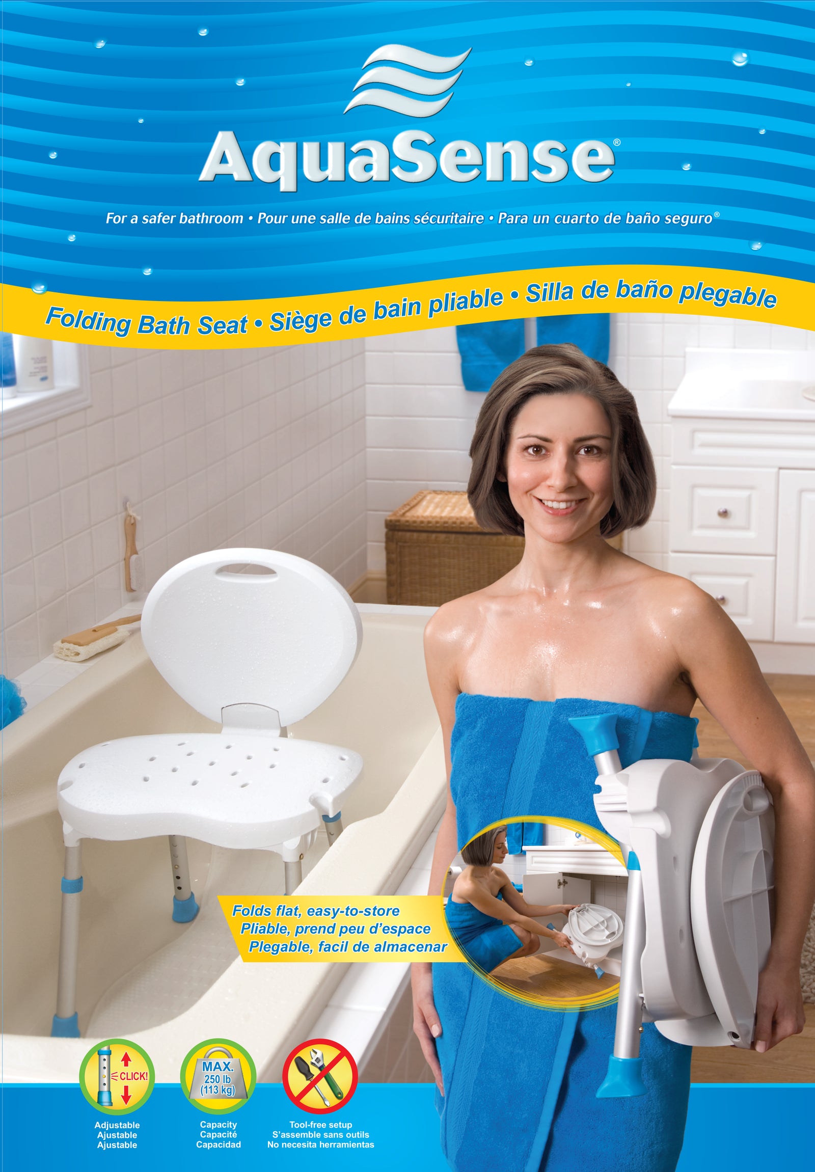Aquasense Ergonomic Folding Bath Seat