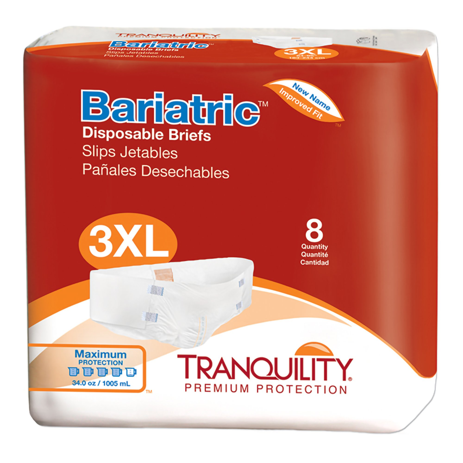 Unisex Adult Incontinence Brief Tranquility® Bariatric 64-96 Inch Disposable Heavy Absorbency