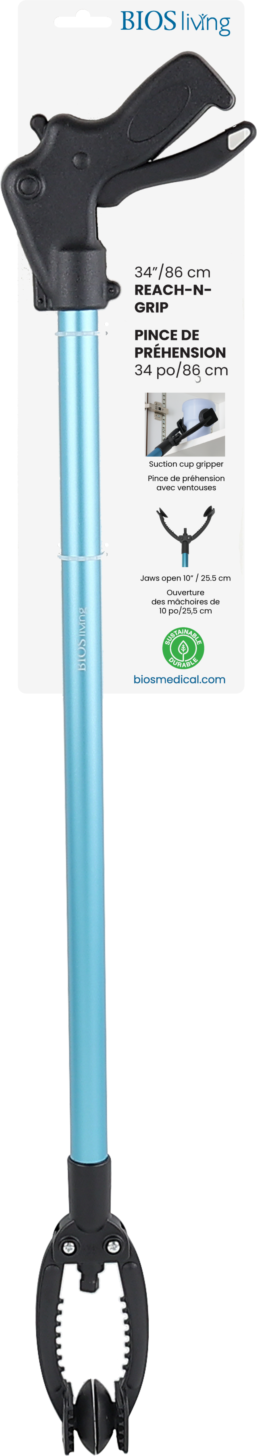 BIOS® Living Heavy Duty Reach-N-Grip Extending Aid with Suction Cups 34"