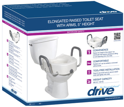 Drive Premium Plastic Raised Elongated Toilet Seat With Lock. 5"