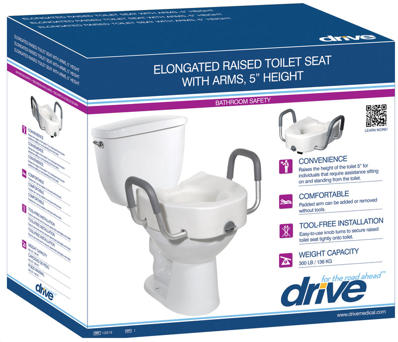 Drive Premium Plastic Raised Elongated Toilet Seat With Lock. 5"