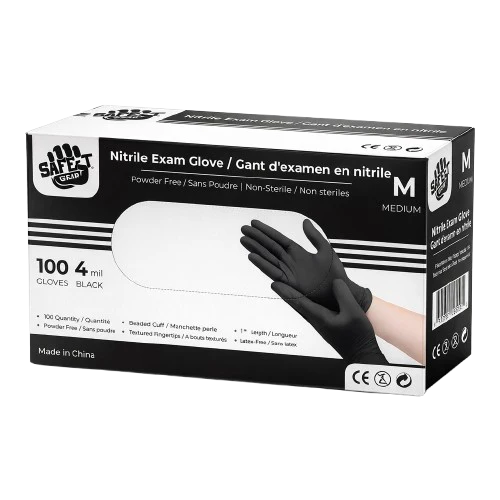 Safe-T Nitrile Gloves (4 Mil, Black)