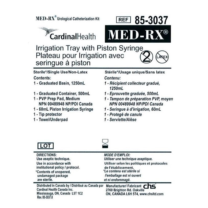 Plateau d'irrigation Med-Rx® avec seringue à piston - 85-3037
