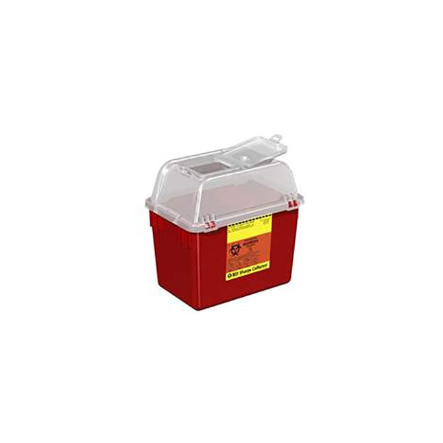 Collecteur d'objets tranchants, multi-usage, empilable, couvercle à charnière, 8 pintes, couvercle transparent, base rouge