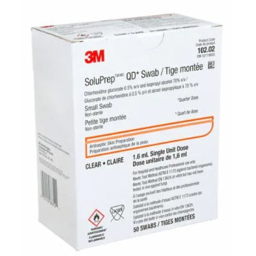 Petit écouvillon SoluPrep™ QD* 3MMC, transparent, 0,5 % p/v de CHG/70 % v/v d'IPA