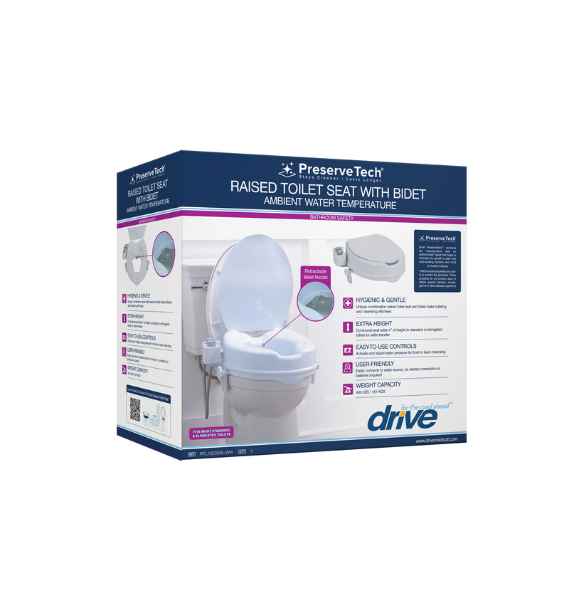 Preservetechraised Toilet Seat With Bidet (Ambient Water)