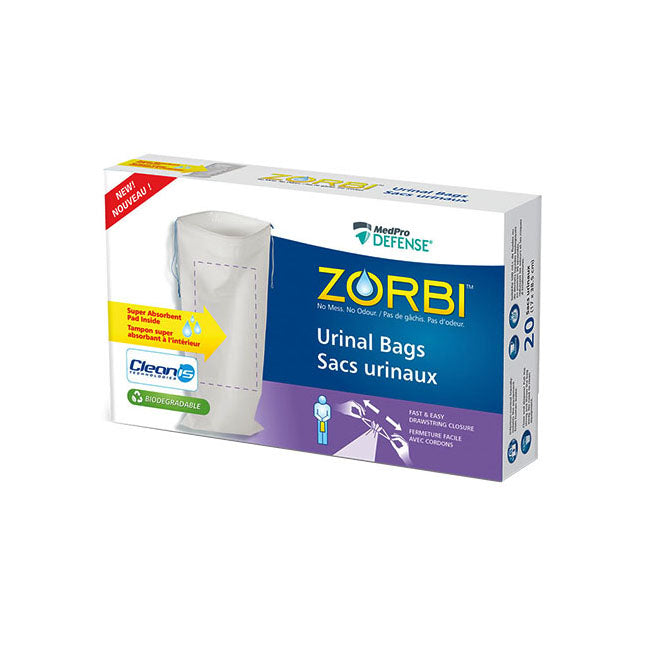 MedPro Defense ZORBI Urinal Bag, with Cleanis Technology, W6.3" x L15"