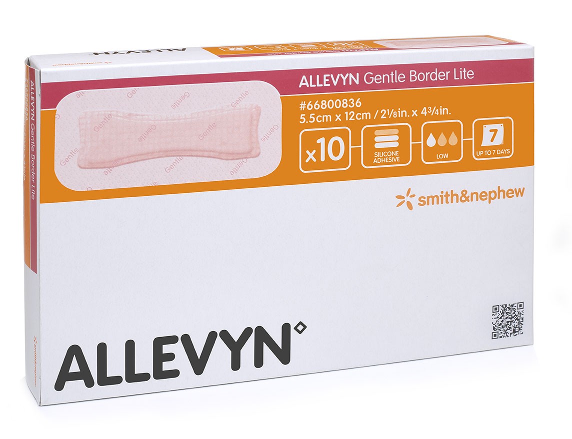 Pansement en mousse hydrocellulaire ALLEVYN™ Gentle Border Lite, adhésif en gel de silicone