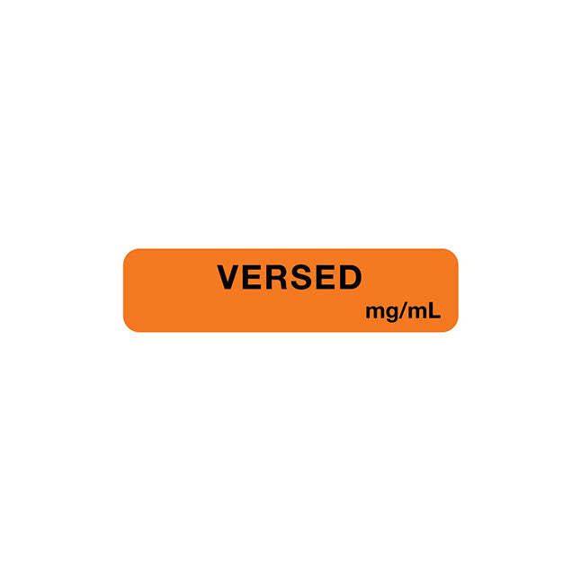 Étiquette d'anesthésie, Versed mg/cc, L 1-1/4 po x H 5/16 po
