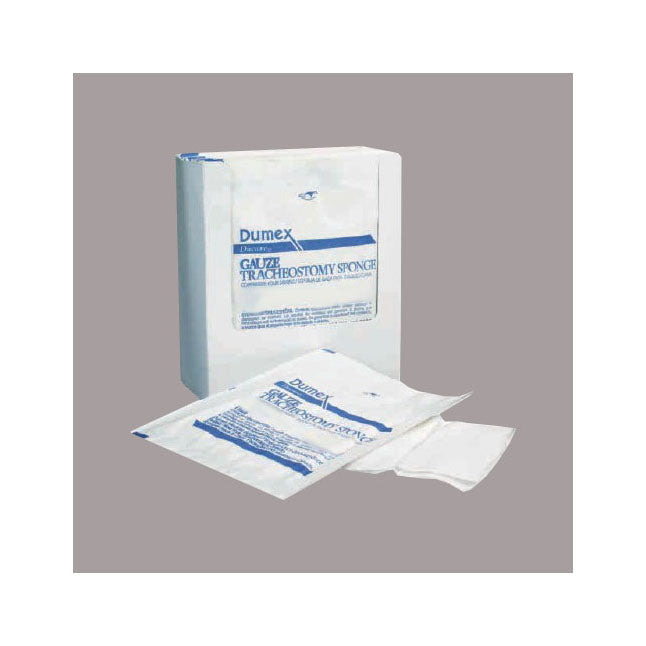 Dumex Tracheotomy Drain Sponge, Non-Woven, 6-Ply, Sterile