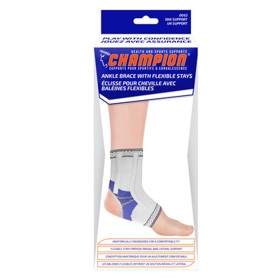 Champion Ankle Brace/Flexible Stays/Open Heel Grey