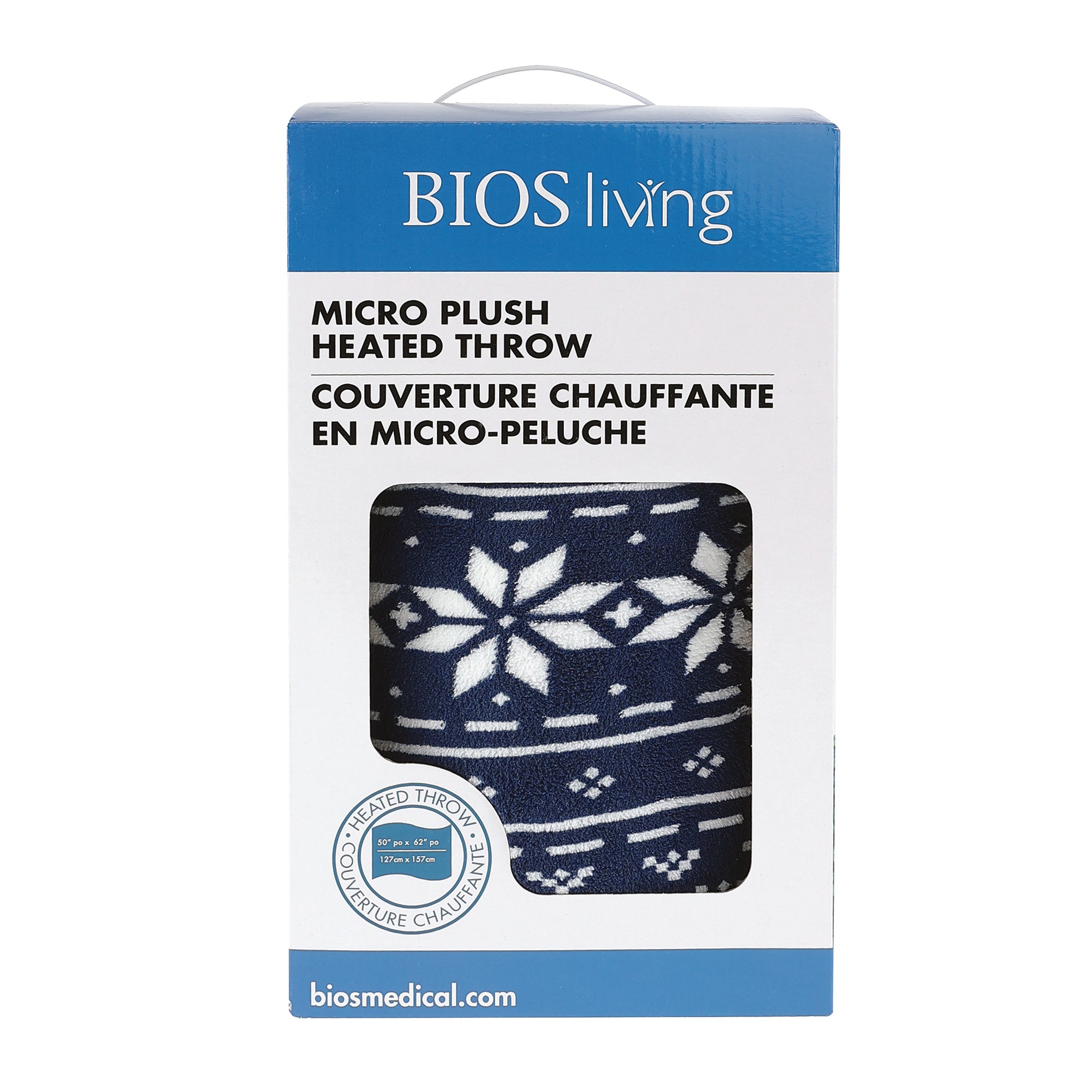 Bios Living - Micro Plush Heated Throw (Navy Fairisle) (57112)