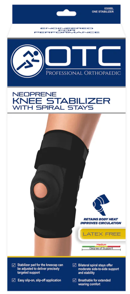OTC Neoprene Knee Stabilizer Black (Spiral Stays)