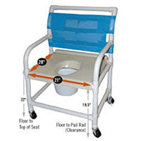 Chaise de douche et de toilette, PVC, accoudoirs fixes, extra large
