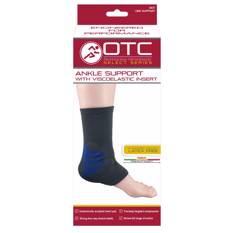 OTC Elastic Ankle Support (Gel Insert Pad) Charcoal