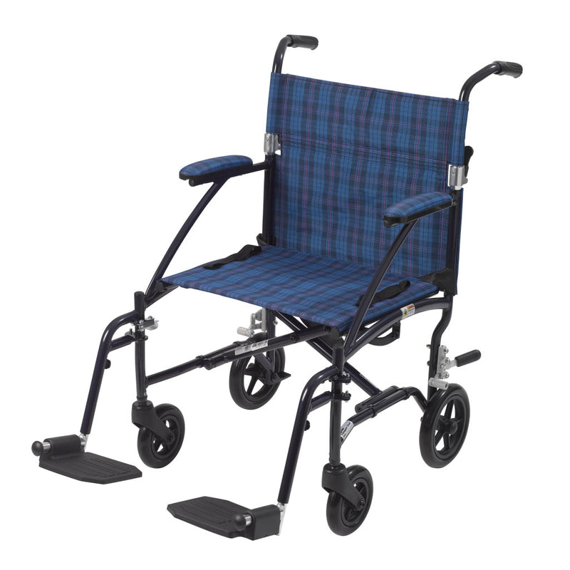 Drive Fly-Lite Aluminum Transport Chair Blue