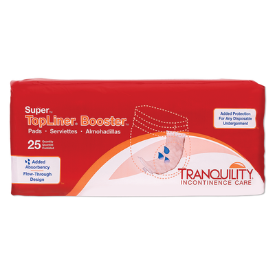 Tranquility TopLiner Booster Pad Super 25 Count Flow-Through Incontinence Booster Pad