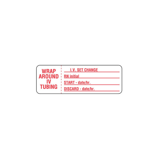 Medical Label, IV Set Change, Red
