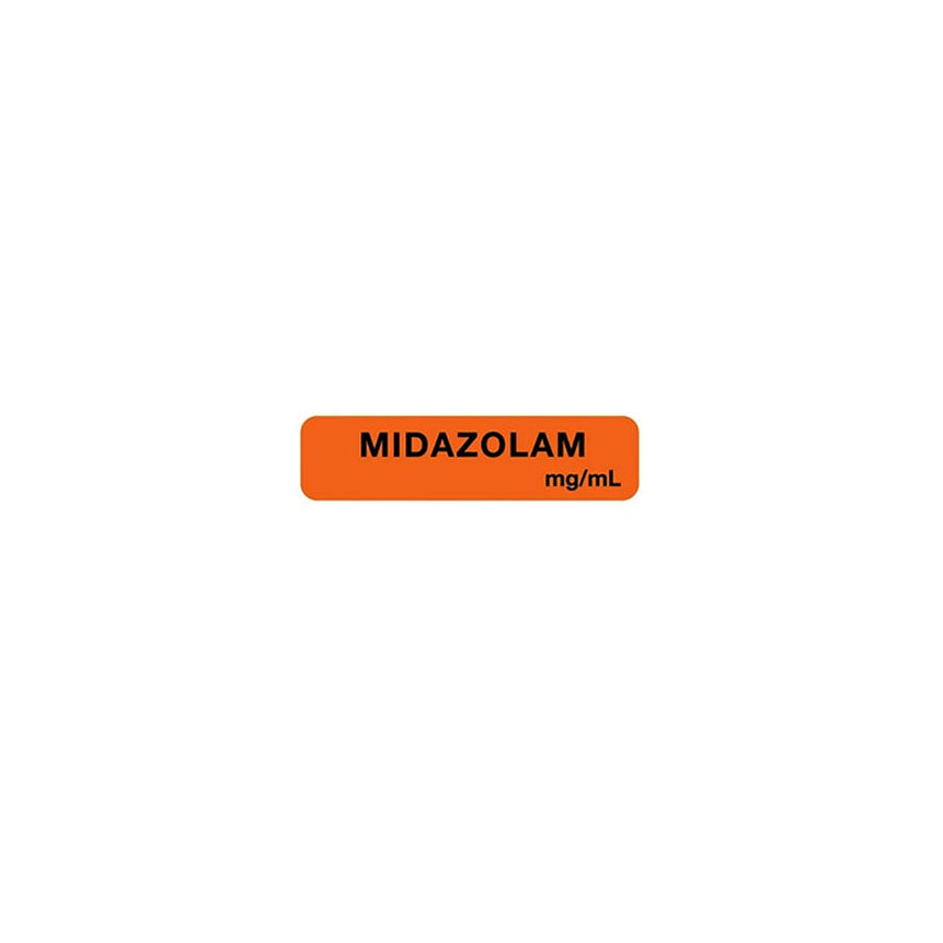 Étiquette d'anesthésie, Midazolam mg/mL, Orange