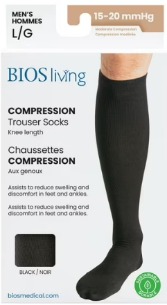Bios Living - Men Compression Trouser Socks Black 15-20mmHg