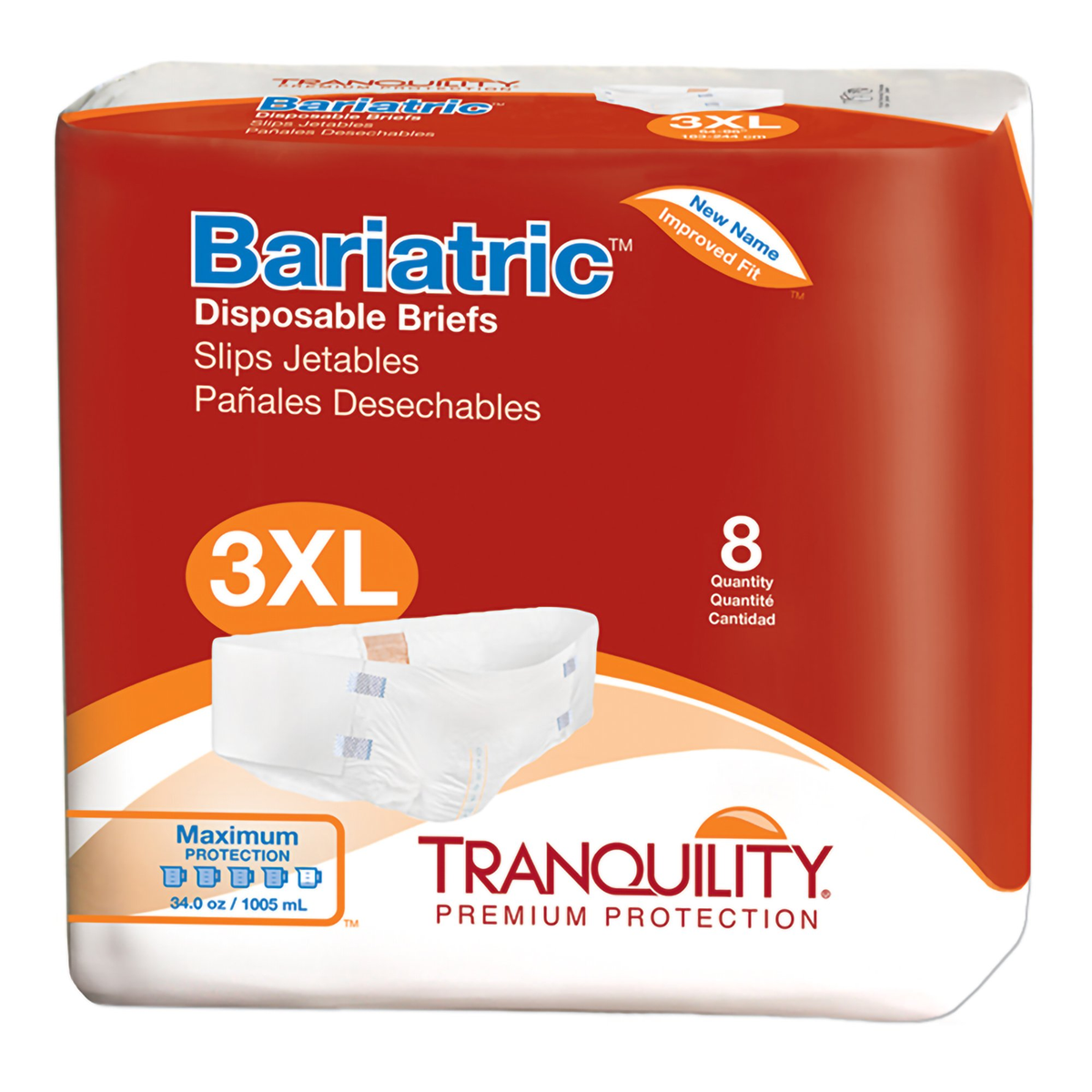 Unisex Adult Incontinence Brief Tranquility Bariatric Disposable Heavy Absorbency