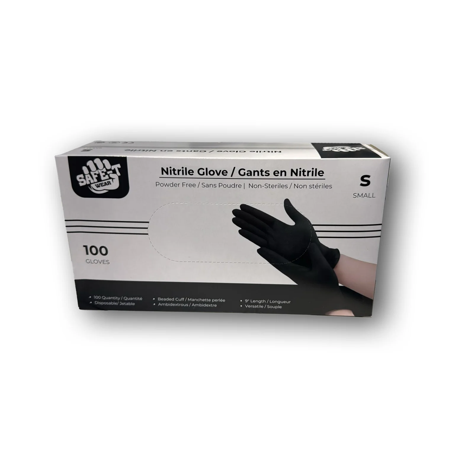 Gants en nitrile Safe-T (5 mil, noirs)