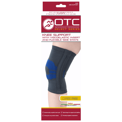 OTC Elastic Knee Support Charcoal/Side Stays/Gel Insert