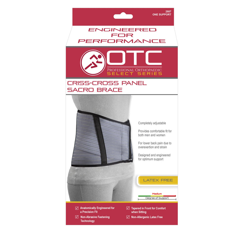 OTC 10" Elastic Sacro Brace (Crisscross Pattern) Grey