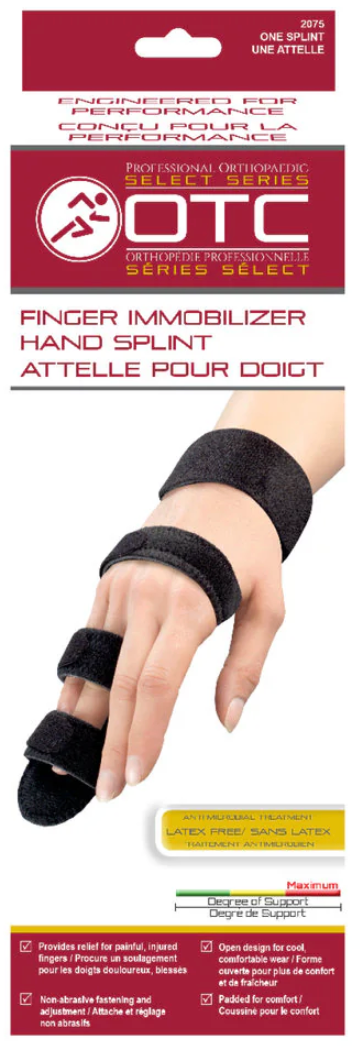 OTC Finger Immobilizer Hand Splint Black