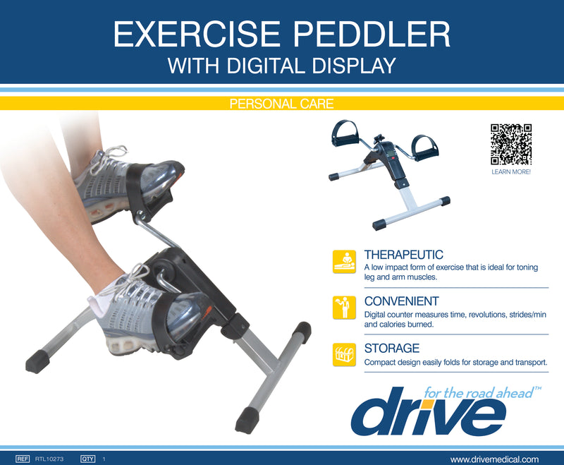 Folding Exercise Peddler With Electronic Display