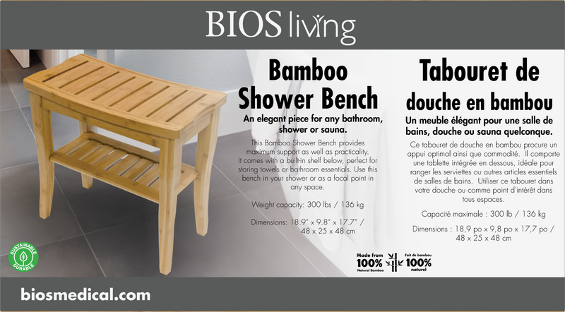 BIOS Living - Bamboo Shower Bench (60058)